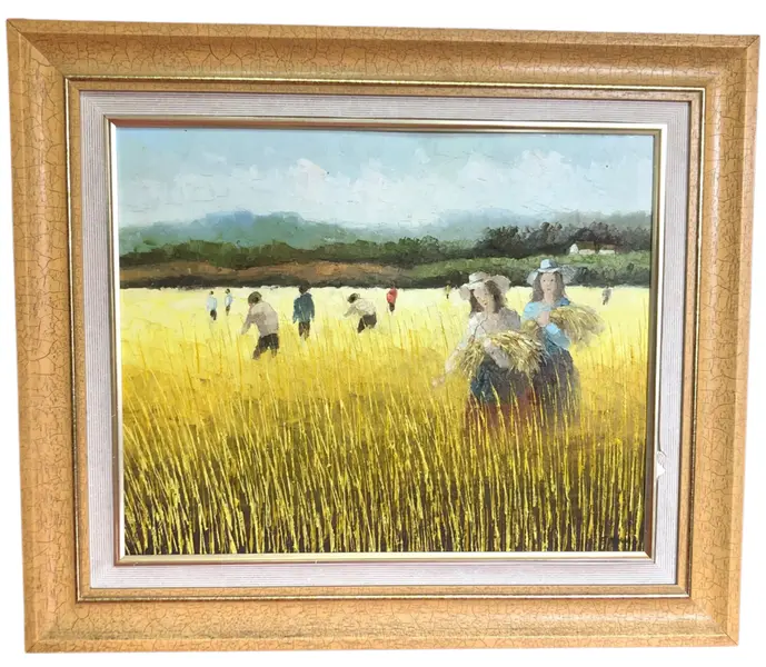 Foto de um(a) Quadro Fernando Ikoma - Trigais, da categoria de Pinturas. Fernando Ikoma Trigais Medidas: 67x57cm com moldura 50x40cm sem moldura. Vendido no marketplace Trésors.