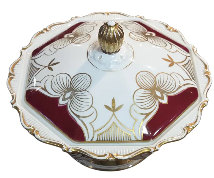 Foto de um(a) Antiga Bomboniere Eschenbach Bavaria – Porcelana Alemã – Pintada à Mão (Handarbeit), da categoria de Garrafas, potes e jarros. Exclusiva e sofisticada bomboniere (pote com tampa) em fina porcelana alemã Eschenbach, produzida na região da Baviera. Esta... Mostrado de uma perspectiva diferente. Vendido no marketplace Trésors.