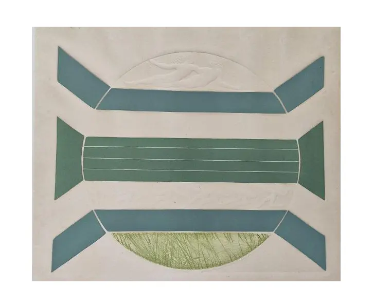Foto de um(a) Lyria Palombini - Gravura em relevo "Mutação", assinada e datada de 1974, em papel com marca d'água medido 70 x 49 cm e sem moldura, da categoria de Serigrafia. Mostrado de uma perspectiva diferente. Vendido no marketplace Trésors.
