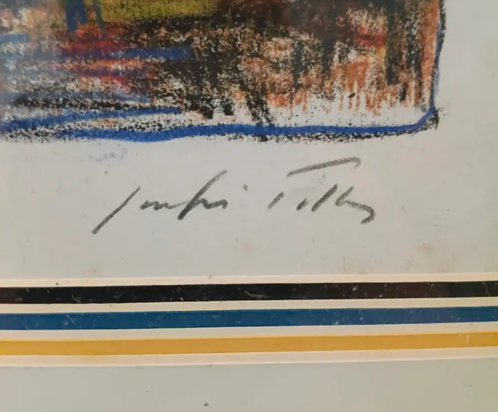 Foto de um(a) Sérgio Telles - Gravura com interferência do artista, 45 x 48 cm, com linda moldura e assinada à mão, da categoria de Serigrafia. Sérgio Telles - Gravura com interferência do artista, 45 x 48 cm, com linda moldura e assinada à mão. Mostrado de uma perspectiva diferente. Vendido no marketplace Trésors.