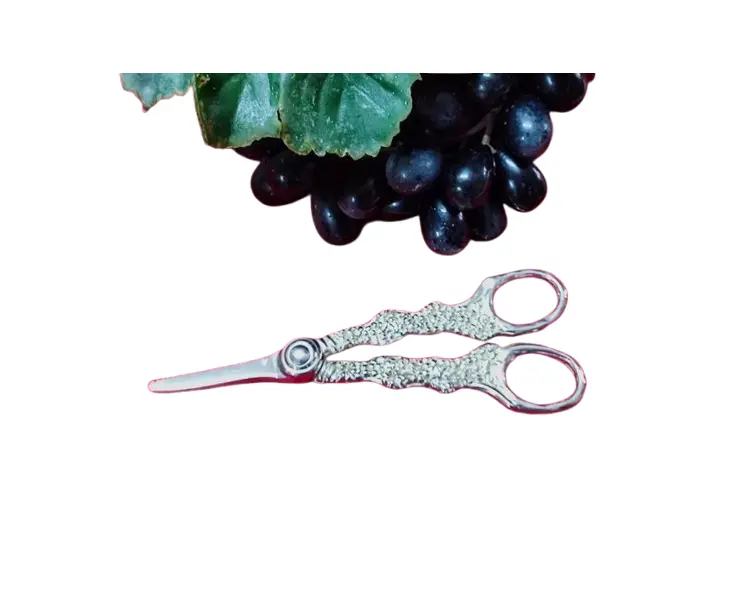 Foto de um(a) Tesoura em Prata 90 com Cabo em Relevo, Década de 1970, da categoria de Outros utensílios. Tesoura em prata 90 com cabo em relevo, usada a mesa para cortar cachos de uvas, década de 1970 14 x 6 cm. Vendido no marketplace Trésors.