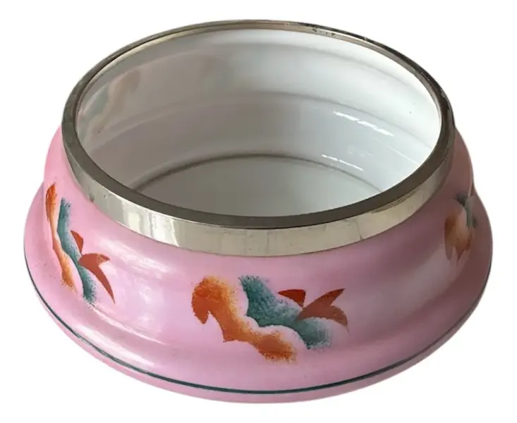 Foto de um(a) Antiga Saladeira Floreira Centro De Mesa Art Deco Em Opalina, da categoria de Travessas e tigelas. Antiga e linda saladeira em opalina francesa, pintada à mão, a peça é muito versátil, pode ser usada como centro de mesa,... Vendido no marketplace Trésors.