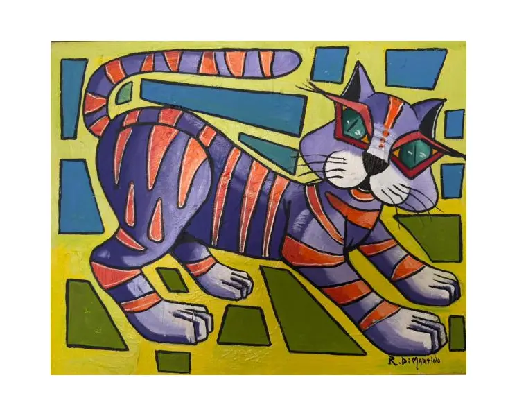 Foto de um(a) Romano Di Martino - Forma e Colori é uma pintura Óleo Sobre Tela emoldurada medindo 45 x 55 cm, assinada a mão e datada de 2005, da categoria de Pinturas. Romano Di Martino (1940–2010)renomado pintor, desenhista e gravador conhecido por suas telas vibrantes que mesclam... Mostrado de uma perspectiva diferente. Vendido no marketplace Trésors.