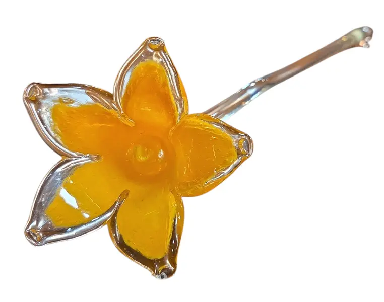 Foto de um(a) Flor Decorativa em Cristal Murano - Amarelo Ouro, da categoria de Outros colecionáveis. Elegante flor decorativa artesanal, modelada à mão em cristal Murano. Esta peça une o charme do design orgânico com a... Vendido no marketplace Trésors.