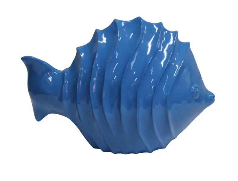 Foto de um(a) Peixe decorativo azul turquesa, da categoria de Outros objetos decorativos. Imponente peixe decorativo em matéria inorgânica, na tonalidade azul turquesa. Possui delicadas ondulações formando o corpo... Mostrado de uma perspectiva diferente. Vendido no marketplace Trésors.