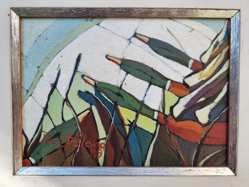 Foto de um(a) Patos - OST - D. Castellano 1989, da categoria de Pinturas. Pintura óleo sob tela, artista D. CASTELLANO, ano 1989. Medindo 16x23cm e 46x52cm. Apresenta pontos com fungo. Mostrado de uma perspectiva diferente. Vendido no marketplace Trésors.