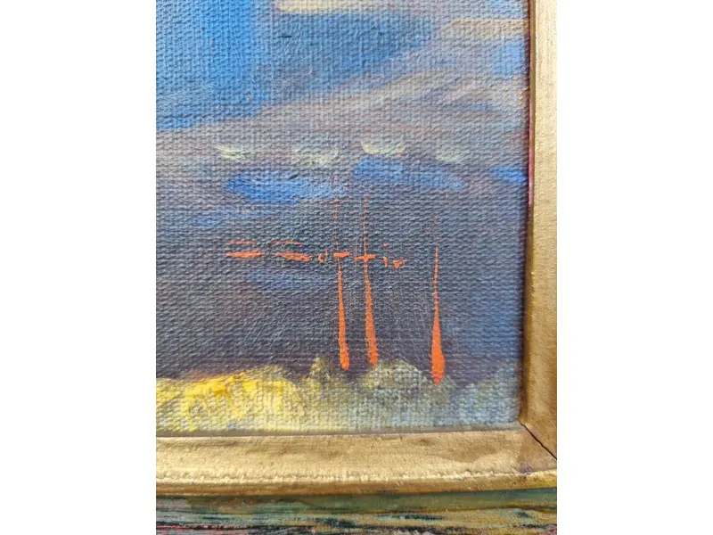 Foto de um(a) O Violão - OST - Celso Coppio 1984, da categoria de Pinturas. Pintura em óleo sob tela, do artista CELSO COPPIO, ano 1984. Mede 30x40cm e 45x55cm.Acompanha certificado de autenticidade. Mostrado de uma perspectiva diferente. Vendido no marketplace Trésors.