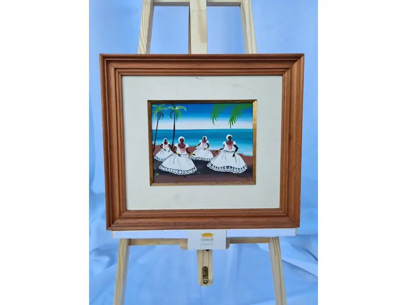Foto de um(a) Baianas - OST - Thereza 1984 (arte Naif), da categoria de Pinturas. Pintura óleo sob tela, artista THEREZA, ano 1984. Retrato baianas. Mede 20x24cm e 40x45cm. Apresenta um risco na parte... Mostrado de uma perspectiva diferente. Vendido no marketplace Trésors.