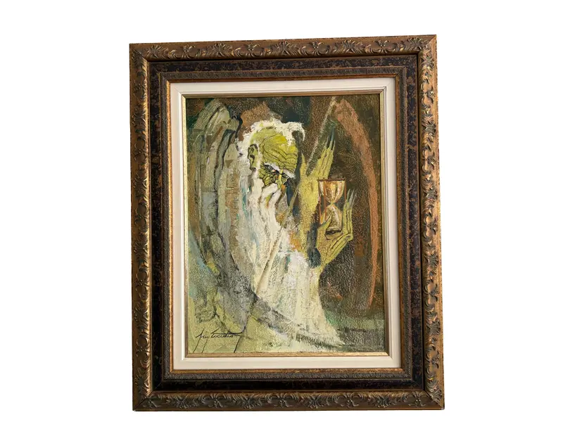 Foto de um(a) Ney Tecídio (1929–1988) – O Senhor do Tempo – Óleo sobre tela, da categoria de Telas, divisórias e biombos. Obra original do pintor, desenhista e professor brasileiro Ney Tecídio, membro da Academia Brasileira de Belas Artes,... Vendido no marketplace Trésors.