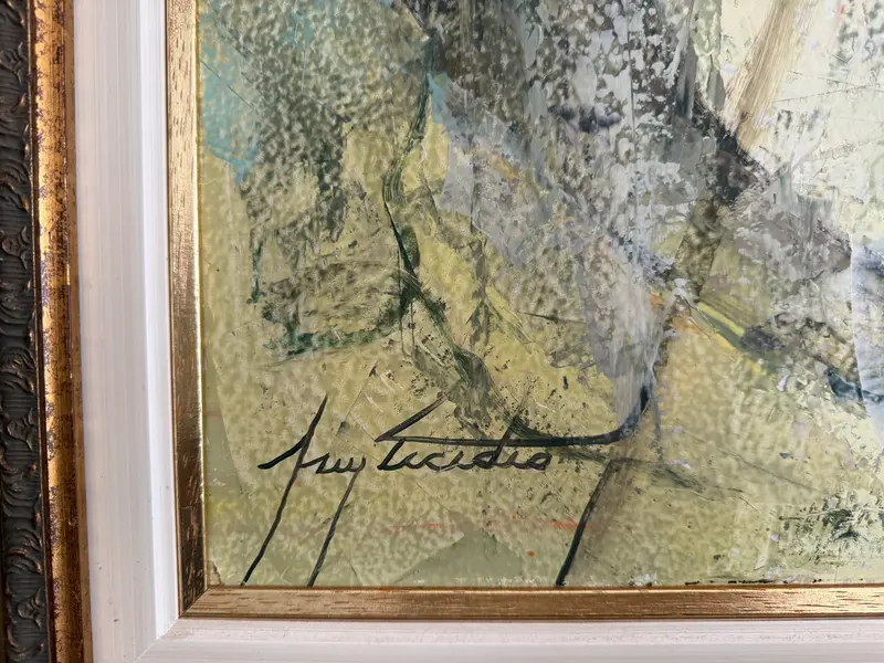 Foto de um(a) Ney Tecídio (1929–1988) – O Senhor do Tempo – Óleo sobre tela, da categoria de Telas, divisórias e biombos. Obra original do pintor, desenhista e professor brasileiro Ney Tecídio, membro da Academia Brasileira de Belas Artes,... Mostrado de uma perspectiva diferente. Vendido no marketplace Trésors.
