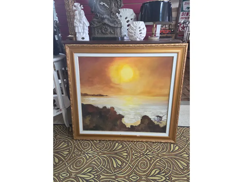 Foto de um(a) “Praia dos Rochedos” – Erico da Silva, da categoria de Pinturas. Belíssimo quadro “Praia dos Rochedos”, de Erico da Silva, retratando uma paisagem litorânea ao entardecer, com o sol intenso... Mostrado de uma perspectiva diferente. Vendido no marketplace Trésors.