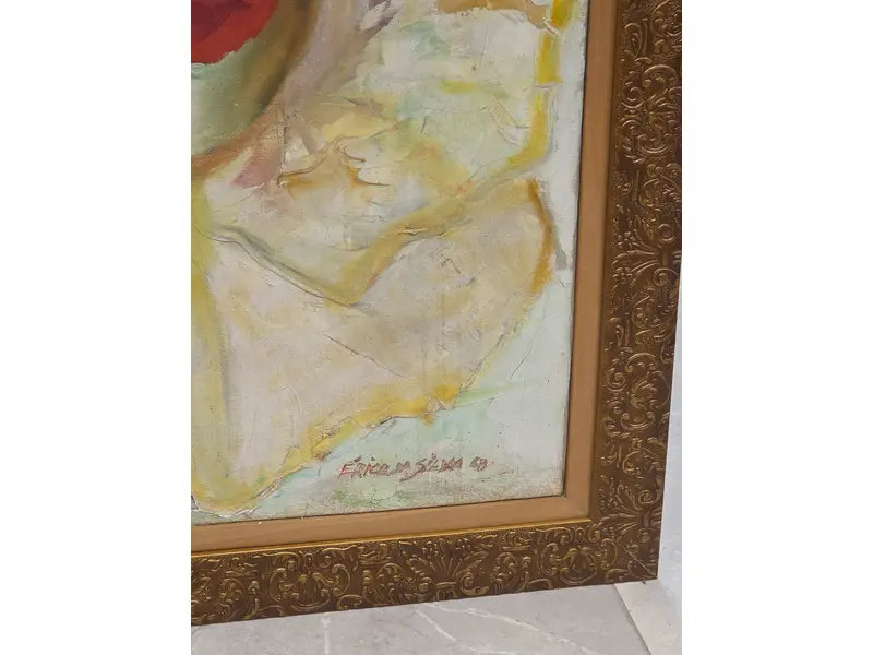 Foto de um(a) Erico da Silva (1968) - "Retrato de Palhaço" - Óleo sobre Tela, da categoria de Pinturas. Belíssimo quadro assinado por Erico da Silva, representando um palhaço com expressão melancólica e profunda. A obra possui... Mostrado de uma perspectiva diferente. Vendido no marketplace Trésors.