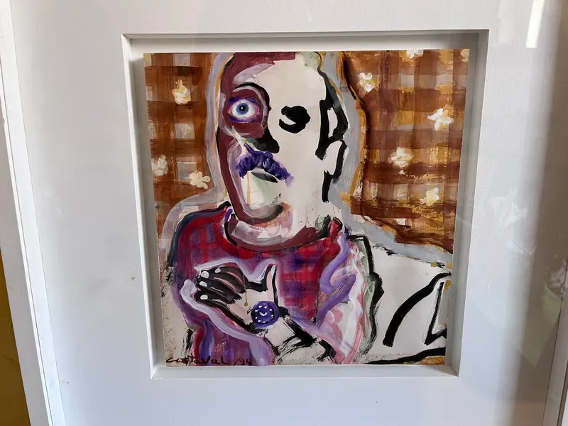 Foto de um(a) Quadro decorativo da artista Regina Costaval 1994, da categoria de Pinturas. Quadro decorativo da renomada artista Regina Costa Val, datado de 1994. A obra foi leiloada em 2002 e é uma peça de arte... Mostrado de uma perspectiva diferente. Vendido no marketplace Trésors.