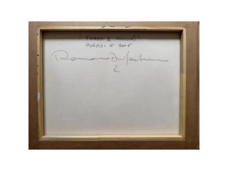Foto de um(a) Romano Di Martino - Forma e Colori é uma pintura Óleo Sobre Tela emoldurada medindo 45 x 55 cm, assinada a mão e datada de 2005, da categoria de Pinturas. Romano Di Martino (1940–2010)renomado pintor, desenhista e gravador conhecido por suas telas vibrantes que mesclam... Mostrado de uma perspectiva diferente. Vendido no marketplace Trésors.