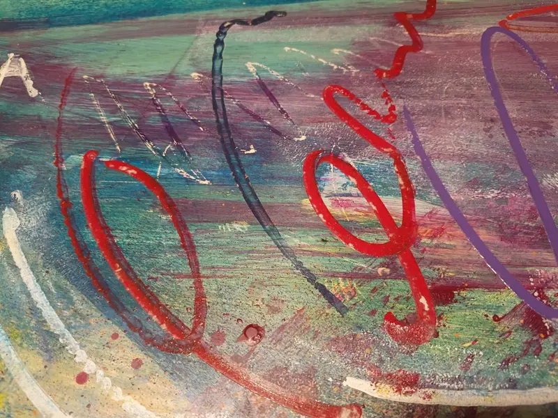 Foto de um(a) Adriana Banfi - Técnica Mista, sem título, 1991, medindo 50x70cm, sem moldura e assinado à mão, da categoria de Pinturas. Adriana Banfi - Técnica Mista, sem título, 1991, medindo 50x70cm, sem moldura e assinado à mão. Mostrado de uma perspectiva diferente. Vendido no marketplace Trésors.
