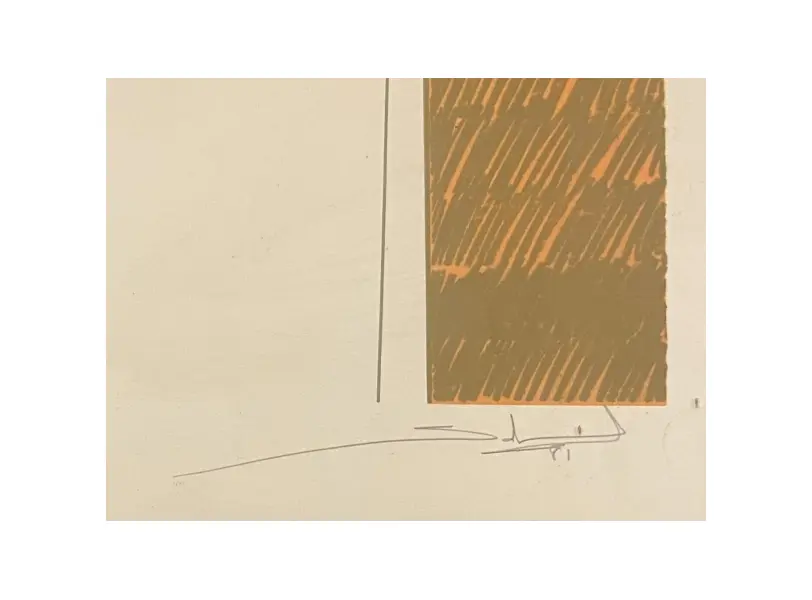 Foto de um(a) Gilberto Salvador - Serigrafia original, assinada a mão e datada de 1981, medindo 48 x 66 cm (com moldura de alumínio escovado e vidro), da categoria de Serigrafia. Gilberto Salvador, nascido em São Paulo em 1946, é um artista multidisciplinar brasileiro que se destacou como pintor,... Mostrado de uma perspectiva diferente. Vendido no marketplace Trésors.