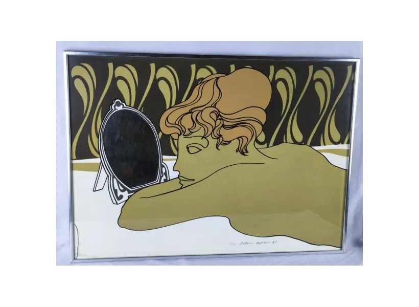 Foto de um(a) Juarez Machado - Gravura com espelho, datada de 1981 - exemplar 84 de 200, da categoria de Serigrafia. Juarez Machado - Gravura com espelho, datada de 1981, medindo 50x70 cm, exemplar 84 de 200, com moldura de alumínio escovado... Mostrado de uma perspectiva diferente. Vendido no marketplace Trésors.