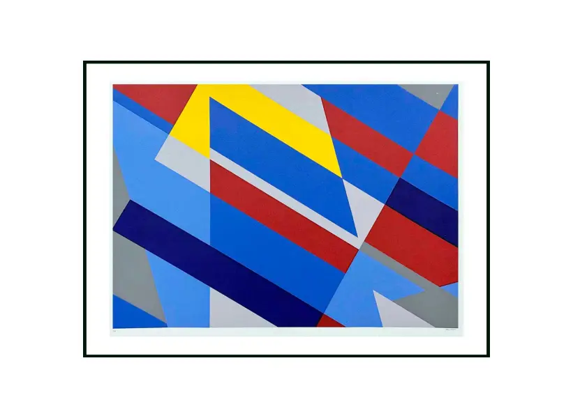 Foto de um(a) Claúdio Tozzi - Geometrico é uma serigrafia exemplar 1 de 20, medindo 48 x 66 cm (obra) e 60 x 78 (moldura) e assinada à mão, da categoria de Serigrafia. Claudio Tozzi é doutor em arquitetura pela Faculdade de Arquitetura e Urbanismo da Universidade de São Paulo (FAU/USP). Em... Vendido no marketplace Trésors.