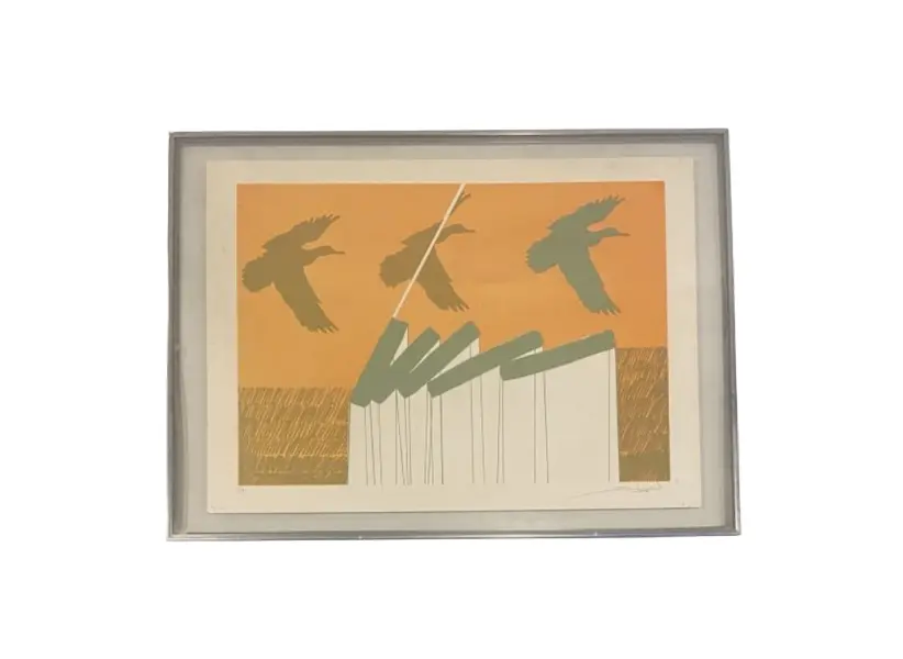 Foto de um(a) Gilberto Salvador - Serigrafia original, assinada a mão e datada de 1981, medindo 48 x 66 cm (com moldura de alumínio escovado e vidro), da categoria de Serigrafia. Gilberto Salvador, nascido em São Paulo em 1946, é um artista multidisciplinar brasileiro que se destacou como pintor,... Vendido no marketplace Trésors.