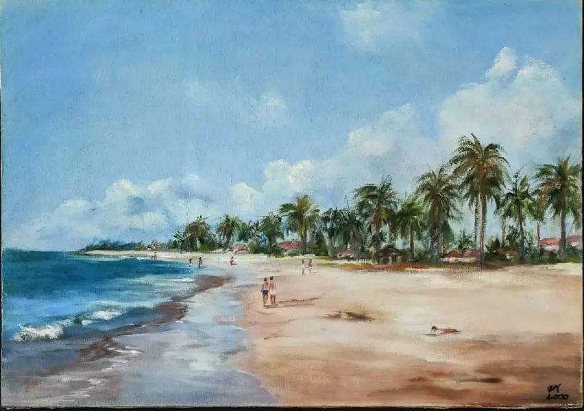Foto de um(a) Tela Marina 00'S, da categoria de Pinturas. Marina em acrilico sobre tela, década de 2000 artista: wk, 2000 L: 60 cm A: 40 cm. Vendido no marketplace Trésors.