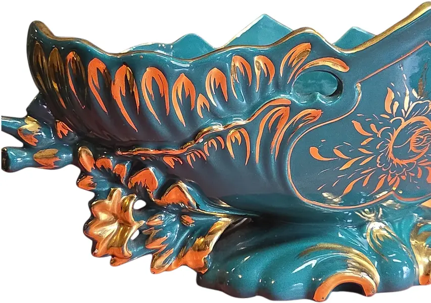 Foto de um(a) Centro de Mesa em Porcelana Esmaltada e Arabescos em Ouro, da categoria de Cachepot. Elegância Clássica: Centro de Mesa em Porcelana Premium Adicione um toque de sofisticação e história ao seu ambiente com... Mostrado de uma perspectiva diferente. Vendido no marketplace Trésors.