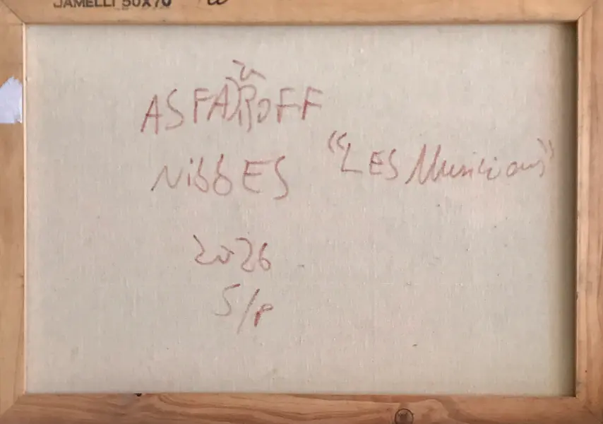 Foto de um(a) Asfaduroff Nibbes, Les Musiciens, AST, da categoria de Pinturas. Asfaduroff Nibbes (Montevidéu, Uruguai, 14 de novembro de 1954), Les Musiciens, AST, ACID, 50 x 70, 2026, em perfeito... Mostrado de uma perspectiva diferente. Vendido no marketplace Trésors.