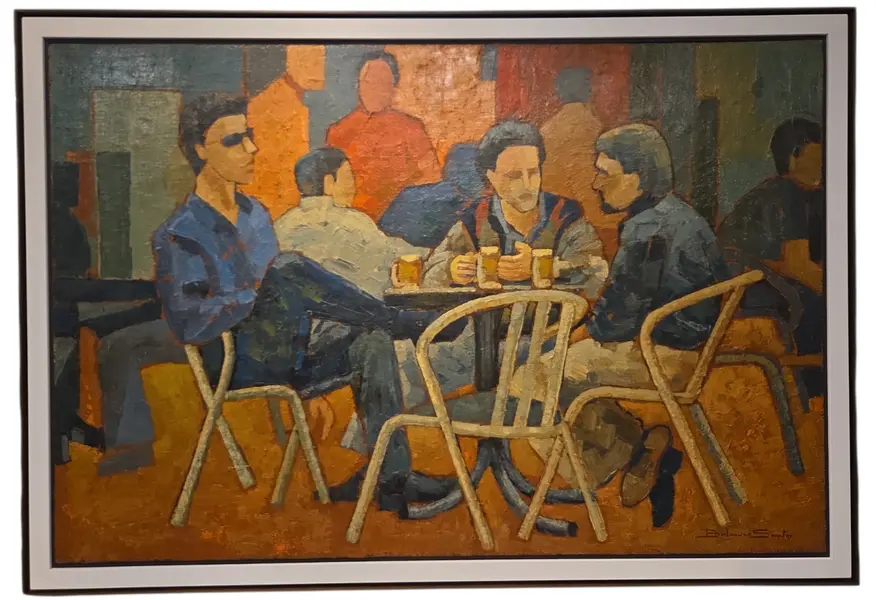 Foto de um(a) Quadro Pintura Óleo Sobre Tela "Chopp na XV" - Belmiro Santos, da categoria de Pinturas. Magnífico Óleo sobre Tela do Renomado Artista Belmiro Santos – Cena Urbana Chopp na Rua XVApresentamos uma belíssima e... Mostrado de uma perspectiva diferente. Vendido no marketplace Trésors.