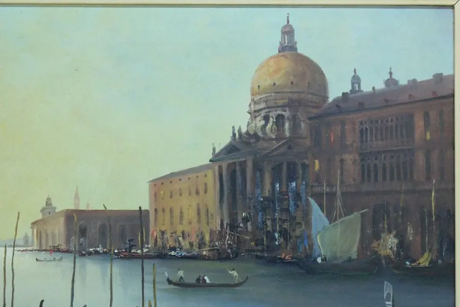 Foto de um(a) Quadro IVO BLASI "CANAL GRANDE" VENEZA, da categoria de Pinturas. IVO BLASI (SP-SP, 1932 ) "CANAL GRANDE" VENEZA - Grande e magnífica pintura, finamente executada em técnica de óleo sobre... Mostrado de uma perspectiva diferente. Vendido no marketplace Trésors.