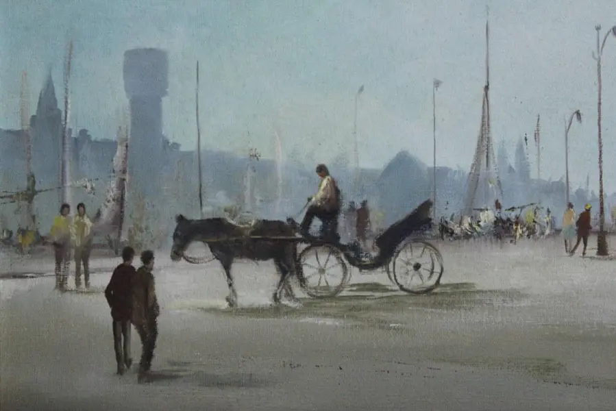 Foto de um(a) Quadro IVO BLASI "CENA URBANA EUROPEIA", da categoria de Pinturas. IVO BLASI "CENA URBANA EUROPEIA" - magnífica pintura, finamente executada em técnica de óleo sobre tela, representando... Mostrado de uma perspectiva diferente. Vendido no marketplace Trésors.