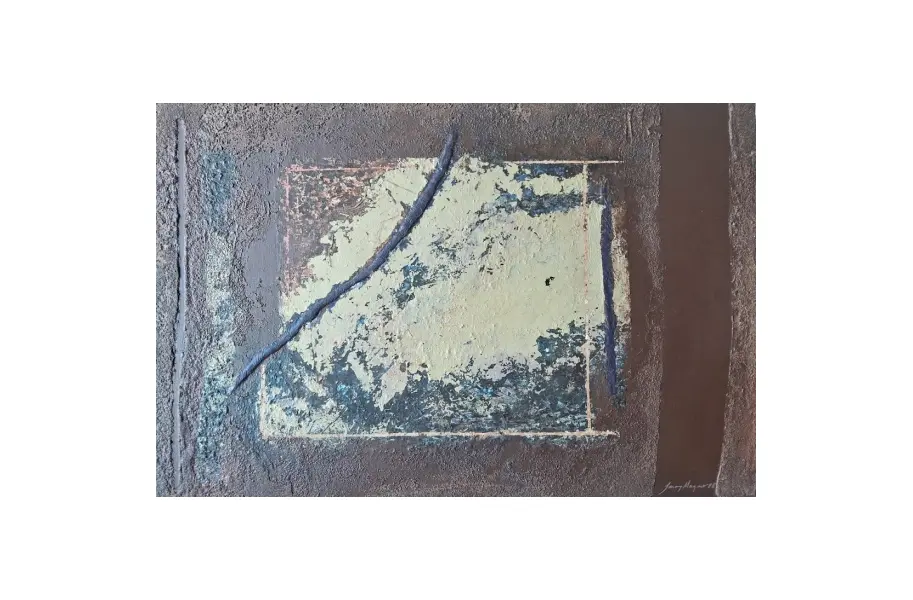Foto de um(a) JUAREZ MAGNO, 1988, Pintura original e única usando técnica mista sobre suporte rígido, em formato de painel, 73 x 50 cm e assinada a mão, da categoria de Pinturas. Pintor, desenhista, cenógrafo, publicitário. Juarez Magno de Freitas Almeida iniciou seus estudos artísticos na Escola... Vendido no marketplace Trésors.