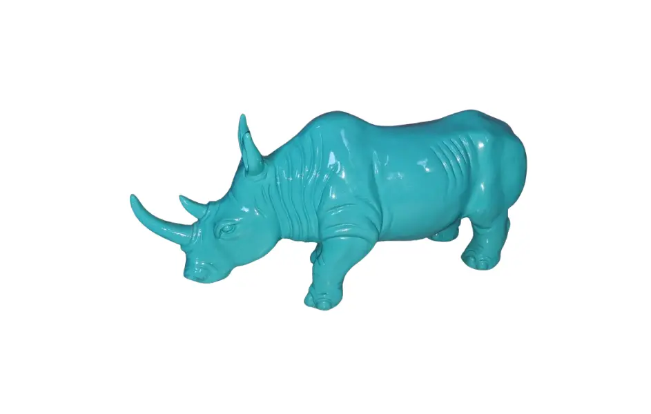 Foto de um(a) Rinoceronte em resina, da categoria de Modelos e estatuetas. Escultura decorativa em resina, representando um rinoceronte, uma peça de design contemporâneo que se destaca pelo impacto... Vendido no marketplace Trésors.