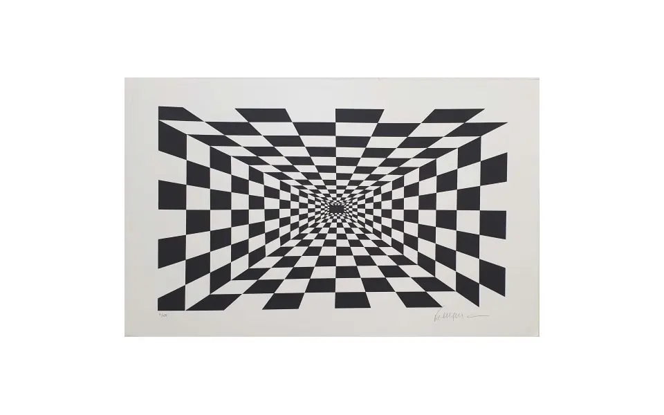 Foto de um(a) Kleber Ventura, "Optico" é uma serigrafia exemplar 9 de 25, medindo 50x70cm, sem moldura e assinada a mão pelo artista, da categoria de Serigrafia. José Kleber Ventura Leite (1950 – 2026) foi um proeminente desenhista, pintor, gravador e escultor brasileiro, reconhecido... Vendido no marketplace Trésors.
